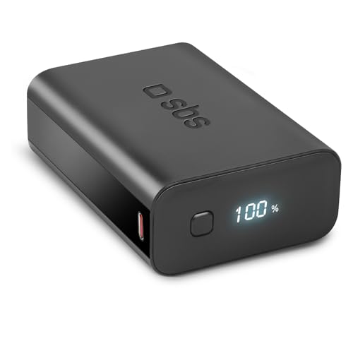SBS NanoTube PowerBank HD, 20.000mAh, 20W Power Delivery, AFC, Power Bank con Ricarica Rapida, Display LCD, Tecnologia Alta Densità, USB-C, Caricabatterie Portatile da Viaggio, Design Compatto, Nero
