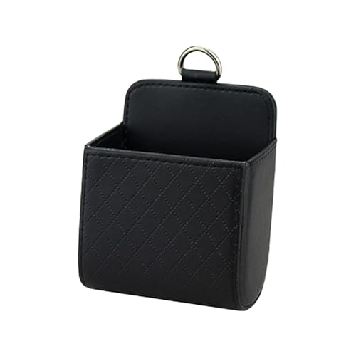 UHANBUT Car Vent Storage Bag, PU Leather Automotive Dashboard Organizer Pocket with Hook, Portable Vehicle Hanging Storage Pouch for Key, Coin, Cell Phone, Sunglasses (Black)