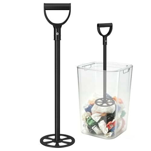 Trash Compactor for Kitchen, 25.5 inch Manual Trash Compactor, All Metal Waste Compressor Outdoor Garbage Tamper Press Tool for Small Bins-Saves Bags/Can Space-Easy to Use Clean/Store