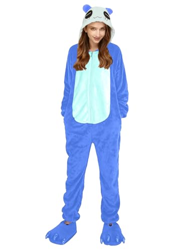 Ovender Pijama Kigurumi de Disfarce para Carnaval, Natal, Halloween, Animal, Cosplay, Macacão de Uma Peça para Adultos, Unisex, Mulher e Homem, Roupa de Espetáculo, Inverno (S, Panda 3)