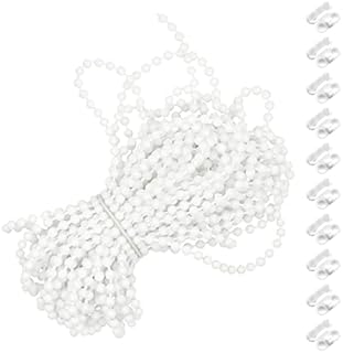 Bailinks Roller Blinds Cord,10 Meters Plastic Blind Bead Chain for Roller Roman Vertical Blind with 10 PCS of Mating Connectors Cord for Roller Blind Replacement Repair Fittings (White)