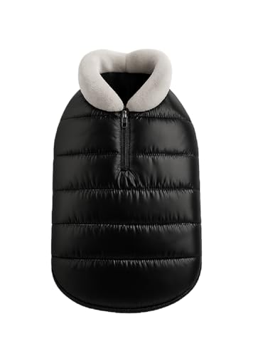 Image of The Pets Company Dog Winter Coat Jacket, Clothes, Windproof, Waterproof, Light Weight, Washable, Ultra Warm Thick Fleece Lined Dog Vest for Cold Weather Protection, (Black, Small - 14 Inch)