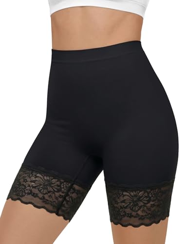 Image of ZENUTA Women Anti Chafing Shorts Under Dress Seamless Slip Shorts Lace Hem No Rolling Breathable Cooling Safety Shorts