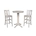 International Concepts 30" Round Pedestal Table with 2 San Remo Bar Height Stools, Washed Gray Taupe