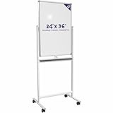 VIVO Mobile 24 x 36 inch Double Sided Dry Erase Whiteboard, Rolling Aluminum Stand, Magnetic, CART-WB24A
