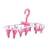 Cabilock Tendedero Colgante con Pinza Percha para Ropa Plegable Rosa Pinzas...