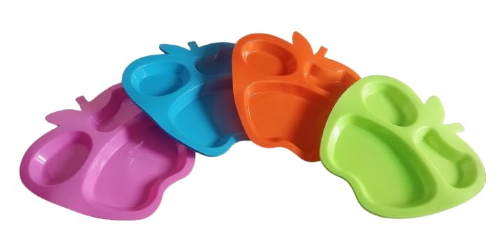 ZOKCY® (Pack of 1 Pcs) Cute Mini Plastic Apple Shape Plate For Small Kids With square/Small Dinner Plate For kids Boys & girls/Multicolor Mini Plastic Plates for Small kids for Dinner/breakfast etc-image-17