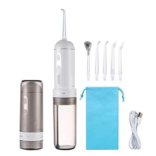 Mini Travel Water picks for teeth cleaning kids water Flosser Cordless Portable, Teeth Cleaner Dental Oral Irrigator with Child Mode Orthodontic Tip IPX7 Rechargeable (Grey)