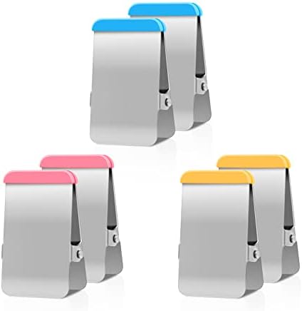 Chip Clips Heavy Duty,12 Pack Chip Bag Clip with Colored Silicone,Stainless Steel Bag Clips for Food Snack, Flat Metal Clamp for Office Kitchen 