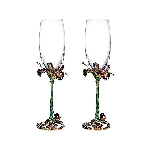 SUQ I OME Enamel Champagne Flutes Glasses Set of 2 Cover