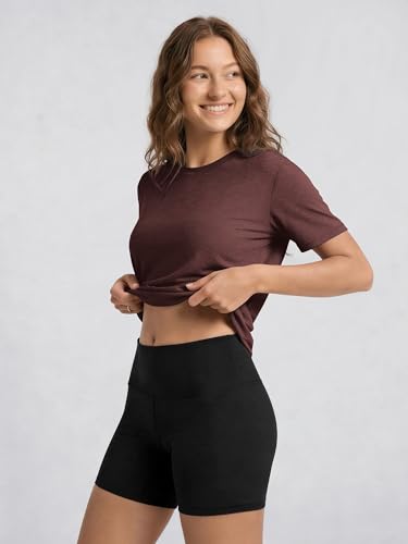 Image of ODODOS Women's Performance Cropped Tee Ultra Soft odSTRATUM Tech Short Sleeve Relaxed Top Crew Neck T-Shirts