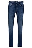 Knopf mit Reißverschluss BOSS Herren Delaware BC-P Slim-Fit Jeans aus dunkelblauem Super-Stretch-Denim Dunkelblau 34/32