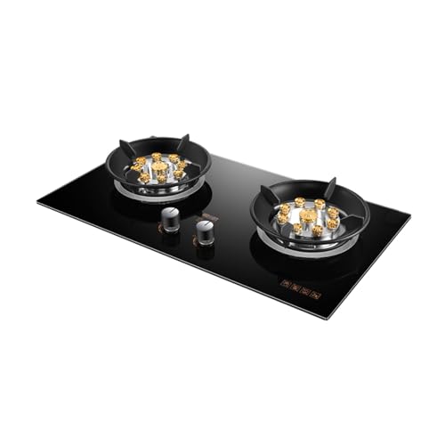 UGTFFT Cocina de Gas portátil de 2 quemadores, Cocina de sobremesa de GLP, protección contra Fallos de Llama, Parrilla de Hierro Fundido, Ideal for Camping.(LPG)
