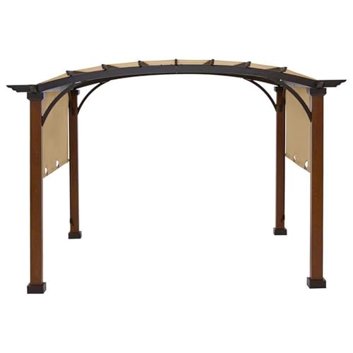 Garden Winds Custom Fit Replacement Canopy Top Cover Compatible with The Garden Treasures L-PG152PST-B AR Freestanding Pergola - Classic Sand Beige, Riplock 350