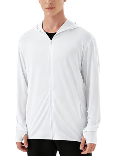 Image of Mens UPF 50+ UV Full Zip Sun Protection Hoodie Jacket With Thumb holes Cooling Lightweight Fishing Hiking Cooling Shirts men