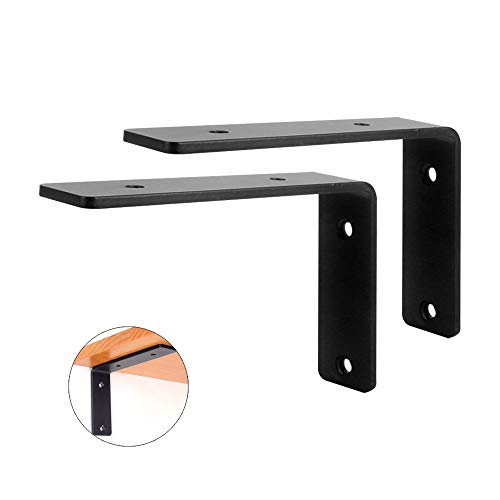 GMF Escuadras para Estanterias Metalicas Soporte De Estante Soportes Estanterias Hierro Escuadras De Metal con Tornillos - 230 * 115mm (2 Piezas, Negro,3 Tamaños)