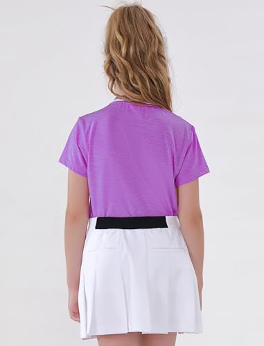 EXARUS Girls' Golf Polo Tennis Shirts Sleeveless Kids V-Neck Equestrian Tank Tops UPF 50+ Quick Dry Golf Clothes4