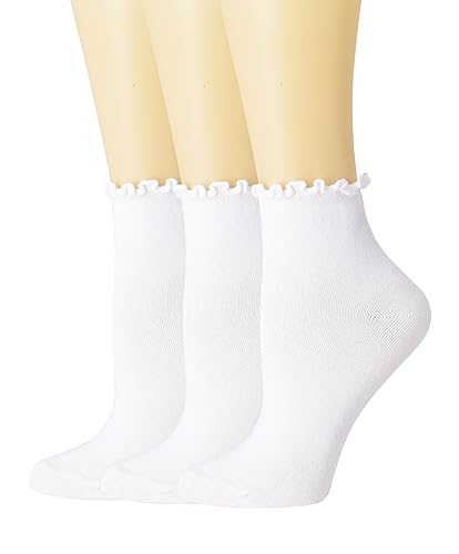 SRYL Ruffle Ankle Socks for Women's,Casual Cute Turn-Cuff Socks Soft Breathable Knit Cotton Lettuce Frilly Crew Socks Girls