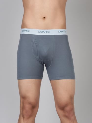 Image of Levi's 001 Classic Boxer Brief for Men | 100% Pure Cotton | Solid | Mid-Rise Men's Underwear | Anti-Roll Waistband | Durable Comfort with Extra Supportive Gusset | Functional Fly | Pack of 2