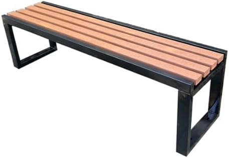 Backless Metal Outdoor Bench - Durable Galvanized Steel & Wood, 2-3 Seats for Patio, Garden, Park, Lawn, School, Plaza (71x15x16.5in) - Stylish & Functional Seating