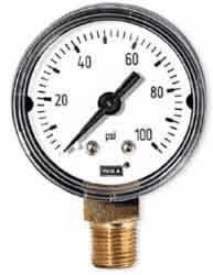 Wika 111.12 2 2" Standard Pressure Gauge, 0 to 160 psi, Back Mount; 1/8"NPT