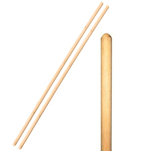 Wooden Broom Handle Stick Replacement Wood Handle Heavy Duty Durable Wood Broom 48 inces (120 cm) Long Mop Handle 1/8 (28/29mm) Diameter Broomstick Wooden Pole Only (Pack of 2, 1/8 (28/29mm))