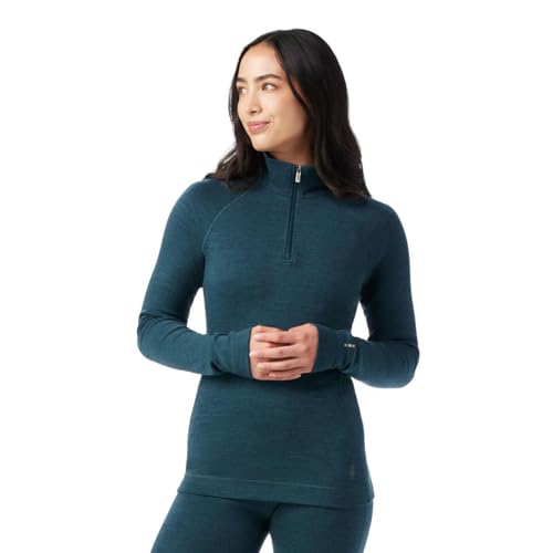 SmartWool Womens Classic Thermal Merino Base Layer 1/4 Zip Twilight Blue Heather Small