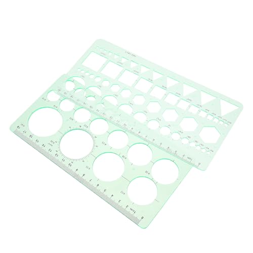EXAOMBLE 2個 透明製図テンプレート 多機能プラスチック定規 耐久性透明設計 形多 事務所 学校 家用精密描画ツール