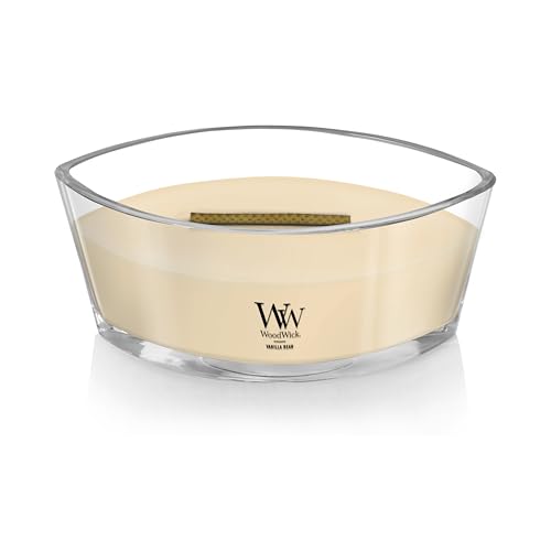 Image of WoodWick Vanilla Bean Holiday Candle Gifts for Women and Men, 16 oz Ellipse Candle with Crackling Wick (Pack of 2)