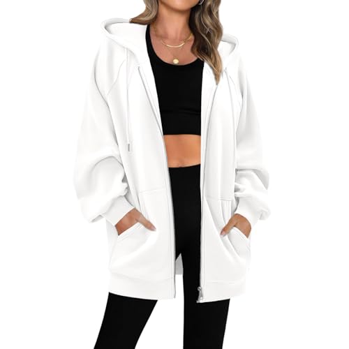 Oversized Zip Up Hoodie for Women Long Hooded Jackets Full Zipped Sweatshirts Womens Fall Fashion 2025 Fleece Lined Hoodies