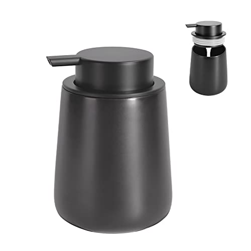 Aolawco Seifenspender Schwarz Matt Keramik Spülmittelspender Nachfüllbarer Soap Dispenser Keramik 400ml Geeignet für Küche,Dusche,Bad Cover