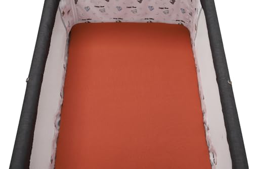 Image of Stretchy Fitted Crib Sheets Set 2 Pack Portable Crib Mattress Topper for Baby Girl Boy,Ultra Soft Jersey Material, Orange & Floral