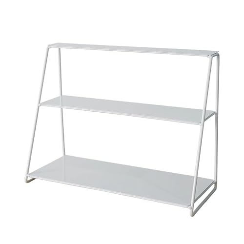 LMXRYPD Estante Trapezoidal de Hierro de 3 Niveles, Organizador de Escritorio, Organizadors de Accesorios para Cafetera, para Cocina, Sala de Estar y Estudio(White)
