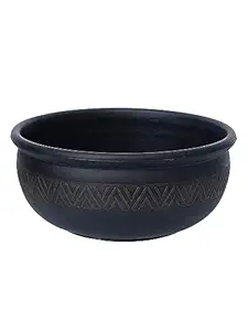 CHRONIKLE Beautiful Round Water Fountain Polyresin Tub (Size: 25 x 25 x 12 CM | Color: Black | Weight: 820 grm)