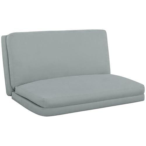 HOMCOM Sofá cama plegable de 4 secciones con respaldo reclinable, tejido con aspecto de lino, para salón, dormitorio y oficina, capacidad de carga 240 kg, 137,5 x 85,5 x 74 cm, gris claro