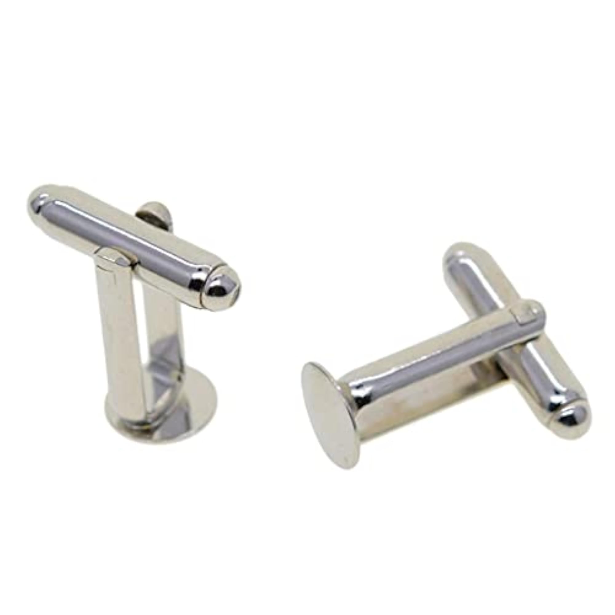 Antiqued Silver Round Blank Settings Cuff Links, 20 Pieces