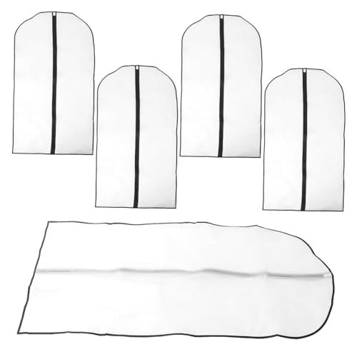 jojofuny 5pcs Garment Protection Bags Peva Clothes Dust Covers for Hanging Suits Coats Wardrobe Storage Ample Space for Garment Preservation