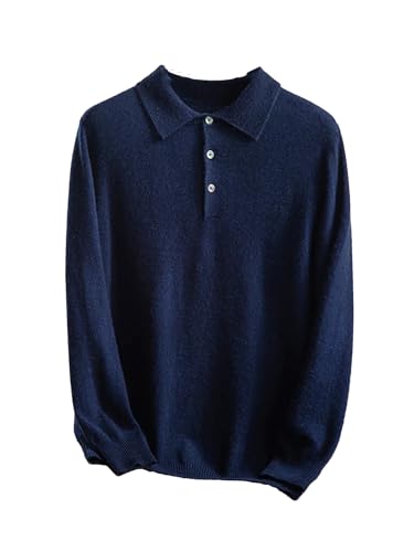 Dcvmvmn Men's Spring Cashmere Pullovers Sweater Men Large Size Knitwear Jumper Navy Blue