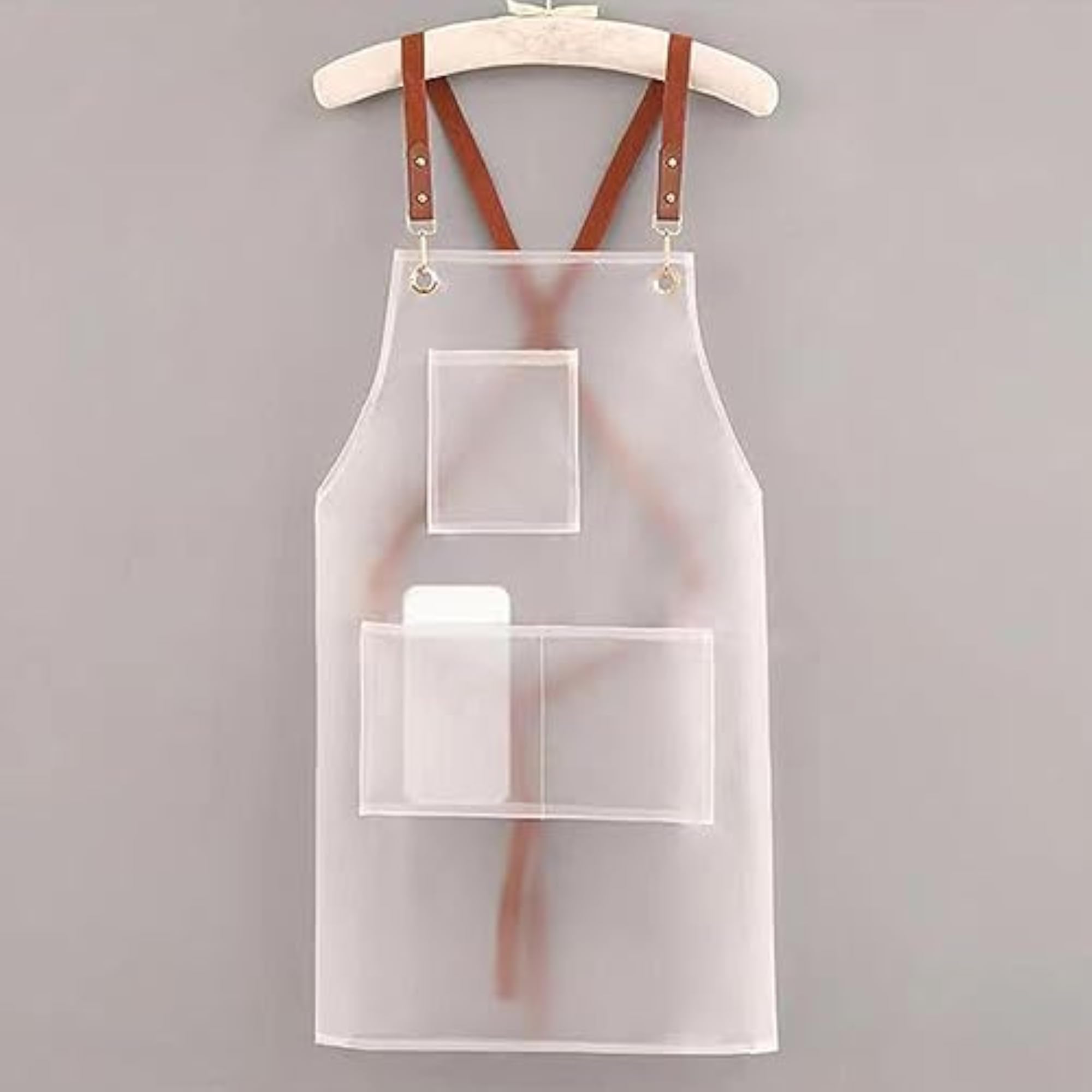 Durable White BBQ Chef Apron with Multi Pockets