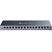 TP-Link TL-SG116 16-Port Gigabit-/Netzwerk Switch (32Gbit/S Switching-Kapazität, geschirmte RJ-45 Ports, Metallgehäuse, IGMP-snooping, Unmanaged, Plug-und-Play, lüfterlos) blau Metallic – Ansicht 1