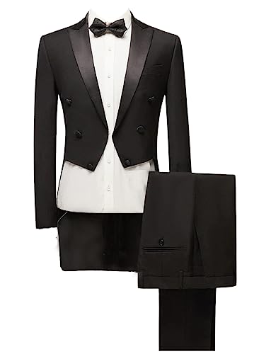 Fête et promesse sans plis avec le costume queue-de-pie homme 2 pièces ajusté noir