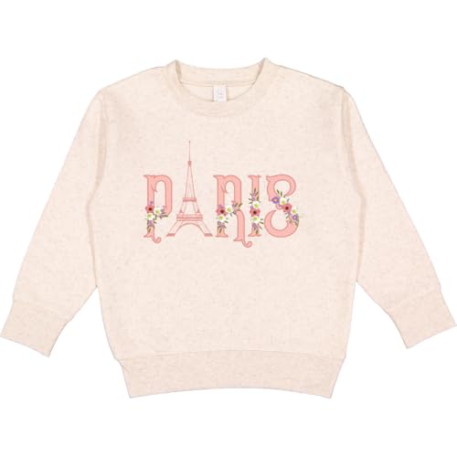 inktastic Pink Paris Eiffel Tower with Flowers Toddler Sweatshirt 4T Natural Heather 3a3ce