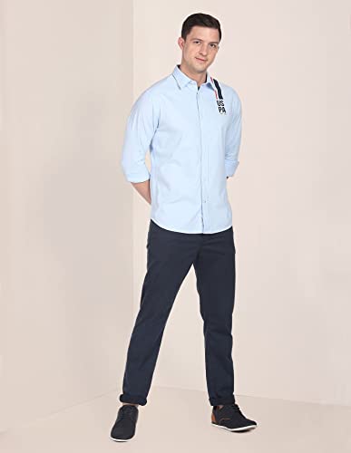 Image of U.S. POLO ASSN. Brand Printed Tailored Fit Shirt for Men - Cotton, Breathable & Comfortable, Full Sleeves Casual Shirt for Men