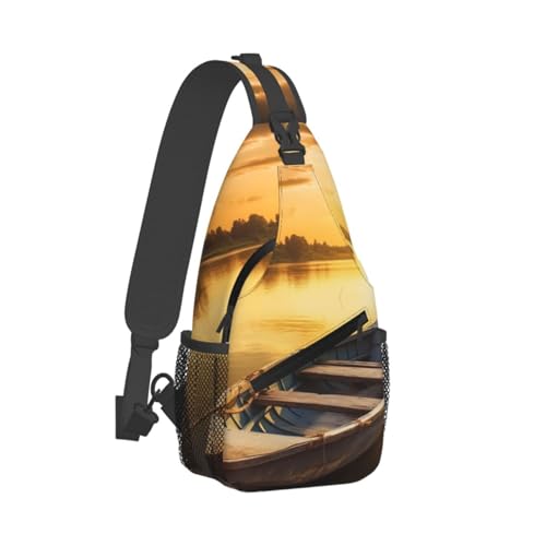 Bolso tipo sling unisex negro con cierre cremallera miniatura 7