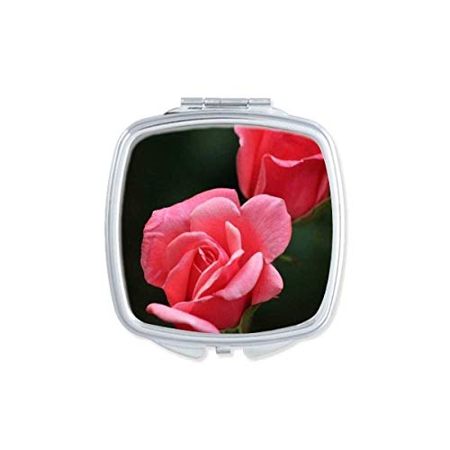 Pink Red Roses Flowers Art Deco Gift Fashion Mirror Portable Compact Pocket Makeup Double Sided Glass image 2