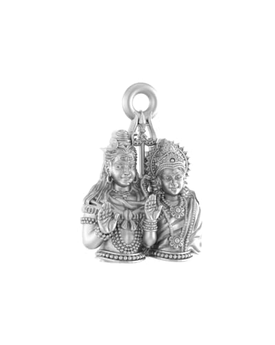 Pendentif Shiva Parvati en argent sterling 925 ciselé main modèle fin Mtrolls
