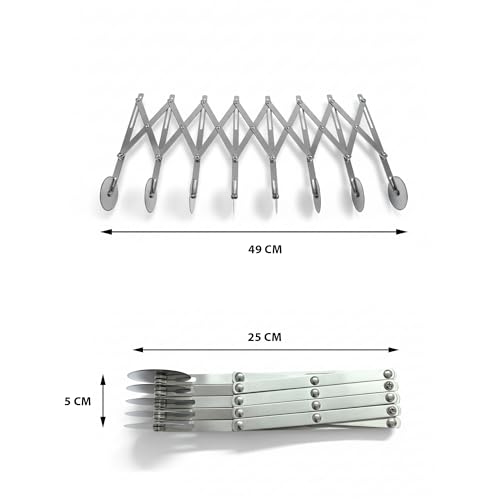 Image of HS Stainless Steel 5-Wheel Expandable Dough Cutter Tool Pasta /Kaju Katli /Pastry Sheets /Samosa /Puffs Patti Cutter