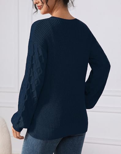 Fall Sweaters for Women 2025 - Lightweight, Honeycomb Long Sleeve, Elastic Hem, Crew Neck, Textured Knit Pullover