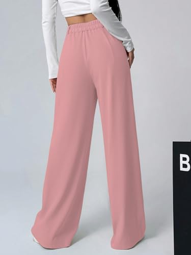Image of Shasmi Women's Loose Mid Rise Solid, Pleated Trousers, Wide Leg Pocket Casual Long Korean Trousers Pant (146)