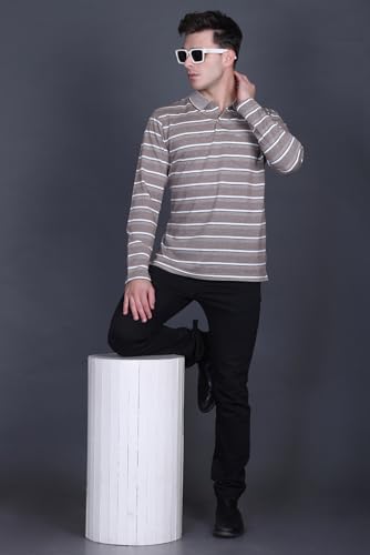 Image of Full Sleeve Polo T Shirt for Men Cotton with Pocket and Collar - Regular Fit Tshirt